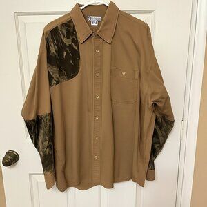 Columbia Men’s XL Shooting Hunting Shirt Olive Camo Shoulder Patch